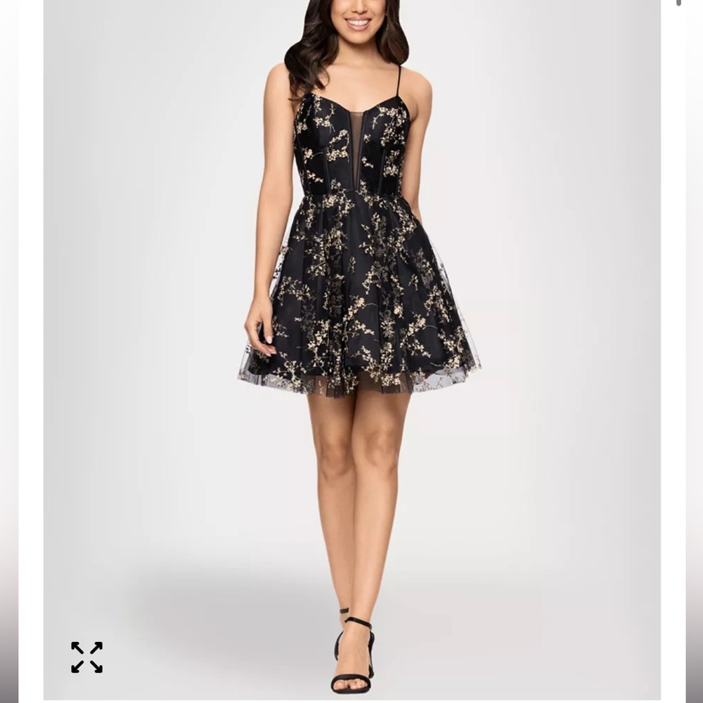 Blondie Nites Black and Gold Mini Dress